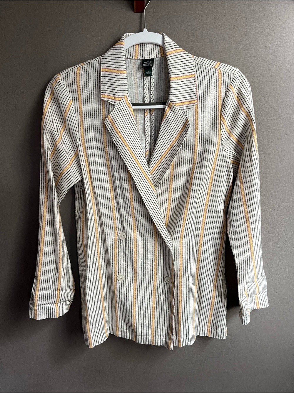 wild fable 90s butter mom style Striped linen-blend Blazer XS summer layers - Picture 2 of 7